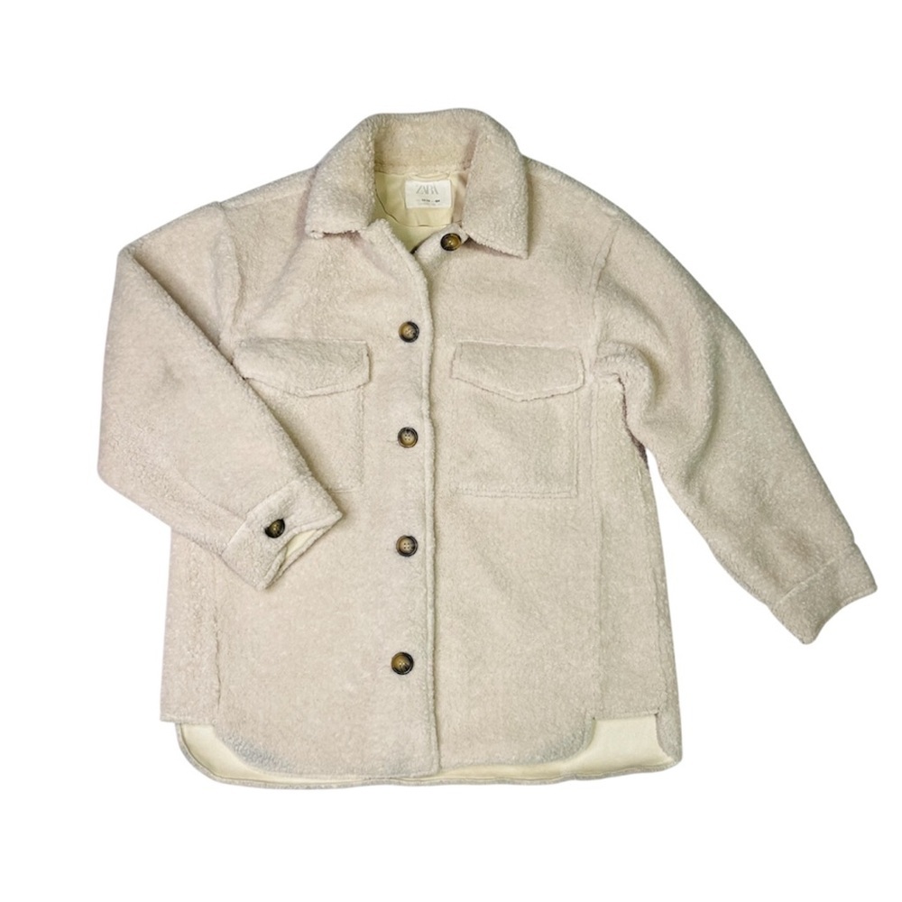 Zara Cream Kids Jacket Sherpa Shirt Jacket